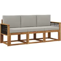 vidaXL Buiten bank set 3 st Naturel en lichtgrijs