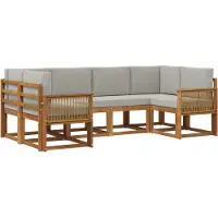 vidaXL Buiten bank set 6 st Naturel en lichtgrijs Massief Acacia Hout