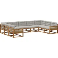 vidaXL Buiten bank set 9 st Naturel en lichtgrijs