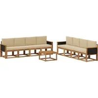 vidaXL Buiten bank set 9 st Naturel Massief Acacia Hout en Polyester