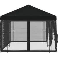 vidaXL Paviljoen met zijwanden 6 x 3 m Zwart Polyester en Staal
