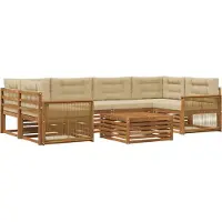 vidaXL Buiten bank set 7 st Natuurlijk en Beige
