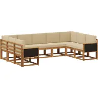 vidaXL Buiten bank set 9 st Natuurlijk en Beige Massief Acacia Hout