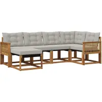 vidaXL Buiten bank set 6 st Naturel en lichtgrijs