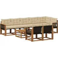 vidaXL Buiten bank set 9 st Natuurlijk en Beige