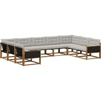 vidaXL Buiten bank set 9 st Naturel en lichtgrijs
