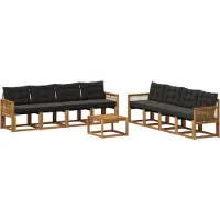 vidaXL Buiten bank set 9 st Naturel en Zwart