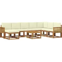 vidaXL Buiten bank set 9 pcs Natuurlijk en Crème Massief Acacia Hout