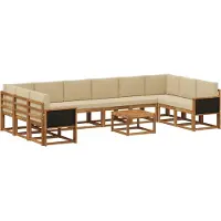 vidaXL Buiten bank set 11 st Natuurlijk en Beige Massief Acacia Hout