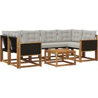 vidaXL Buiten bank set 7 st Naturel en lichtgrijs