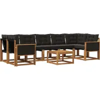 vidaXL Buiten bank set 8 st Naturel en Zwart