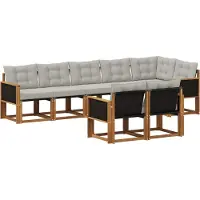 vidaXL Buiten bank set 8 st Naturel en lichtgrijs