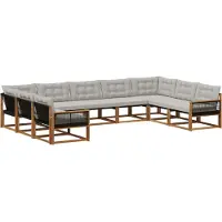 vidaXL Buiten bank set 9 st Naturel en lichtgrijs