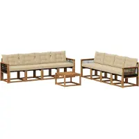 vidaXL Buiten bank set 9 st Natuurlijk en Beige