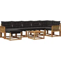 vidaXL Buiten bank set 8 st Naturel en Zwart