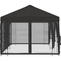 vidaXL Paviljoen met zijwanden, 6 x 3 meter, antraciet, polyester en staal