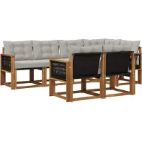 vidaXL Buiten bank set 7 st Naturel en lichtgrijs