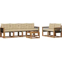 vidaXL Buiten bank set 7 st Natuurlijk en Beige