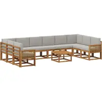 vidaXL Buiten bank set 11 st Naturel en lichtgrijs Massief Acacia Hout