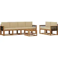 vidaXL Buiten bank set 6 st Naturel Massief Acacia Hout en Polyester