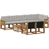vidaXL Buiten bank set 9 st Naturel en lichtgrijs