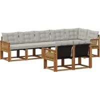 vidaXL Buiten bank set 8 st Naturel en lichtgrijs