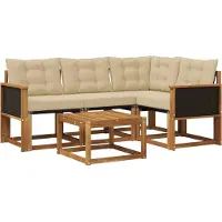 vidaXL Buiten bank set 5 st Natuurlijk en Beige