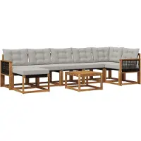 vidaXL Buiten bank set 8 st Naturel en lichtgrijs