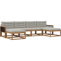 vidaXL Buiten bank set 6 st Naturel en lichtgrijs