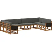 vidaXL Buiten bank set 10 pcs Natuurlijk en Antraciet