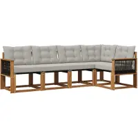vidaXL Buiten bank set 5 st Naturel en lichtgrijs