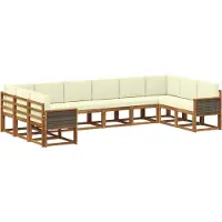 vidaXL Buiten bank set 10 pcs Natuurlijk en Crème Massief Acacia Hout