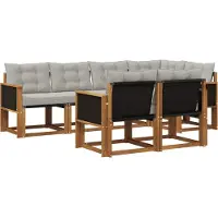 vidaXL Buiten bank set 7 st Naturel en lichtgrijs