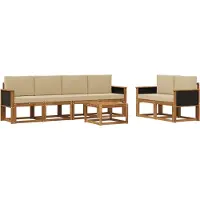 vidaXL Buiten bank set 6 st Naturel Massief Acacia Hout en Polyester