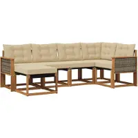 vidaXL Buiten bank set 6 st Natuurlijk en Beige