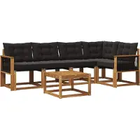 vidaXL Buiten bank set 6 st Naturel en Zwart