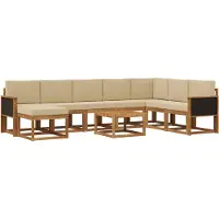 vidaXL Buiten bank set 9 st Natuurlijk en Beige Polyester
