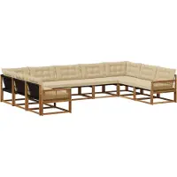 vidaXL Buiten bank set 9 st Natuurlijk en Beige