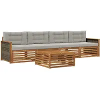 vidaXL Buiten bank set 5 st Naturel en lichtgrijs