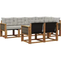 vidaXL Buiten bank set 7 st Naturel en lichtgrijs