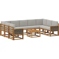 vidaXL Buiten bank set 10 st Naturel en lichtgrijs