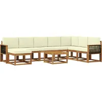 vidaXL Buiten bank set 9 st Natuurlijk en Crème Massief Acacia Hout