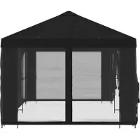vidaXL Tuin gazebo met zijwanden 6 x 3 m Zwart Polyester en Staal