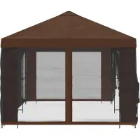 vidaXL Tuin gazebo met zijwanden 6 x 3 m Bruin Polyester en Staal