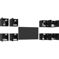 vidaXL Wandgemonteerde TV-kast 8 st 30,5 x 30 x 30 cm Zwart eiken