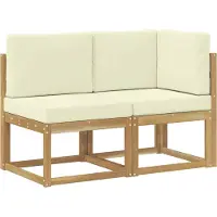 vidaXL Outdoor Midden- en Hoekbank 2 Stuk Wit Massief Acacia Hout