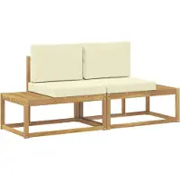 vidaXL Buiten eindsofa met kussen 2 Stuk Wit Massief Acacia Hout