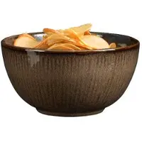 Mica Decorations Serveer/chips schaaltje Nusa - bruin - 12 x 7 cm - keramiek - kommetjes