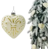 Inspiruj - Kerstbal - Krem Hart - Goud Decor - 9 cm