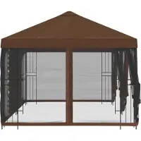 vidaXL Paviljoen met zijwanden 6 x 3 m Bruin Polyester en Staal